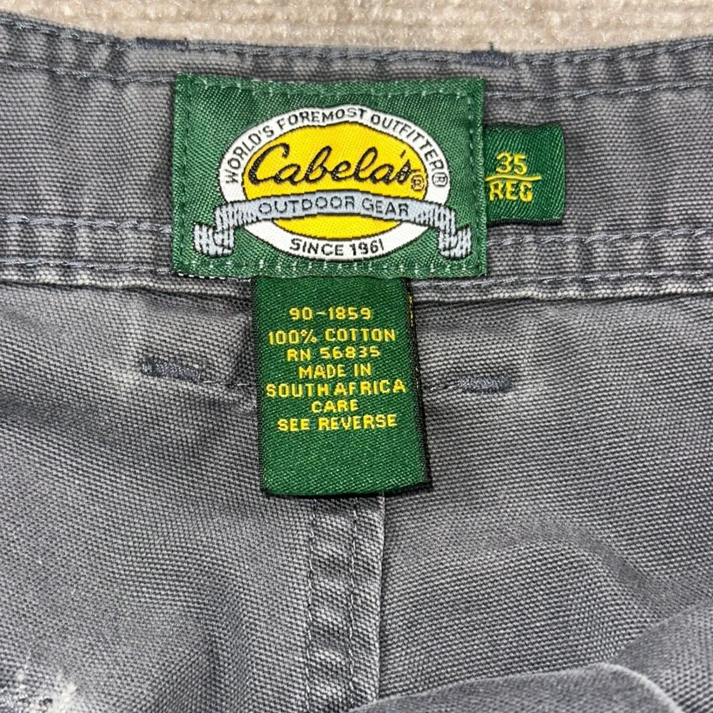 Cabelas Mens 35x30 Gray Cotton Canvas Cargo Pants Pleated Utility Outdoor Gear